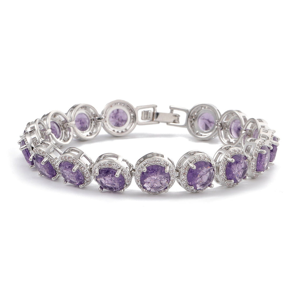 Hollow round bracelet with gold-plated inlaid zircon