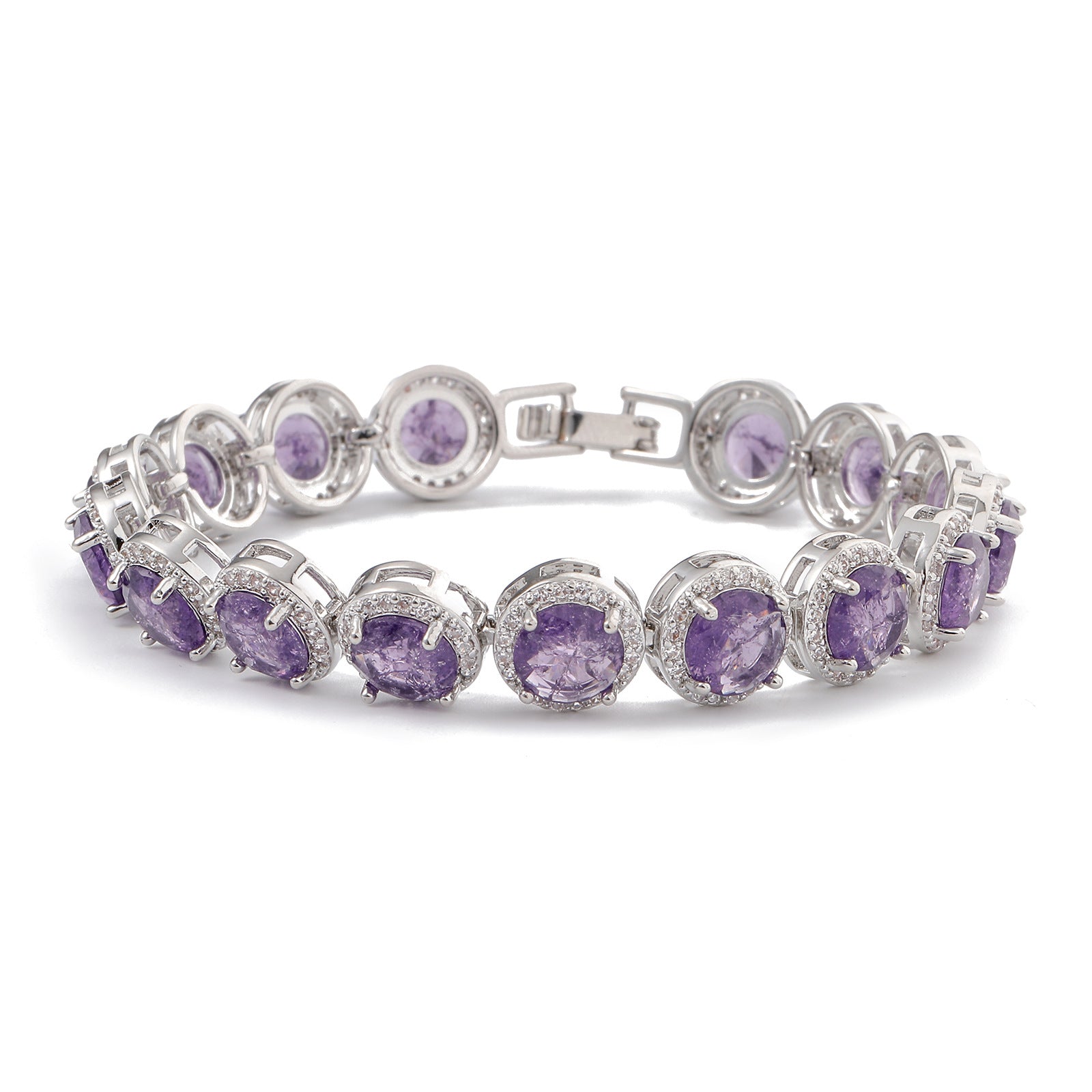 Hollow round bracelet with gold-plated inlaid zircon