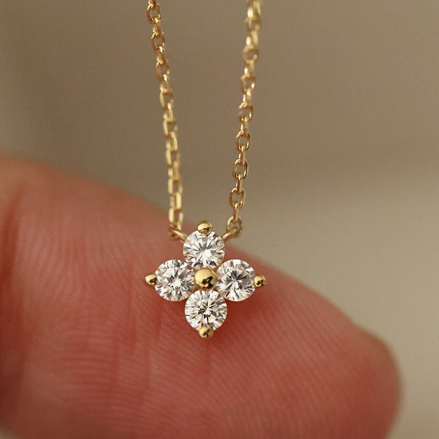S925シルバーメッキ18Kゴールド四つ葉のクローバーネックレス