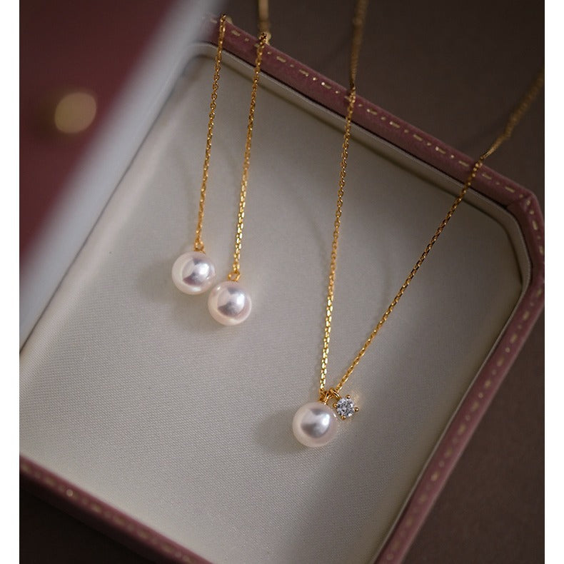 S925シルバーメッキ18Kゴールドパールネックレス