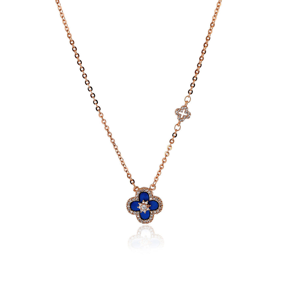 Natural Fritillaria Lucky Clover Bracelet Necklace Set