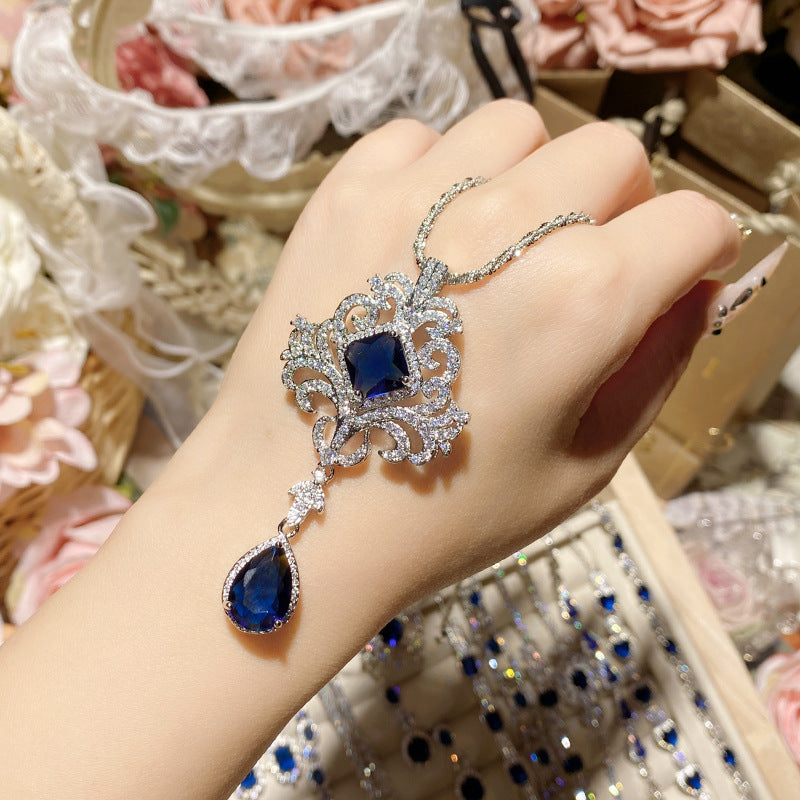 天然サファイア模造金メッキスタッズリングイヤリングネックレスブレスレット