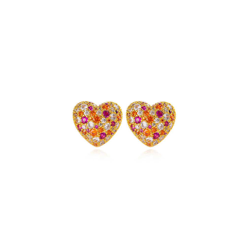 Love necklace bracelet earrings set with pink zircon