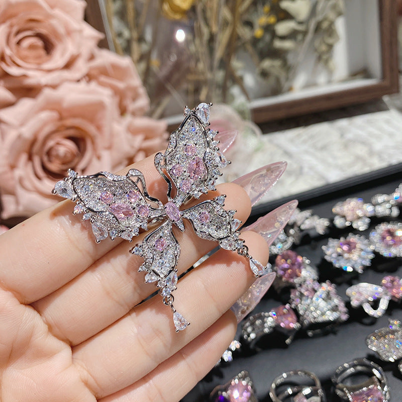 Pink zircon ring plated with 18K gold
