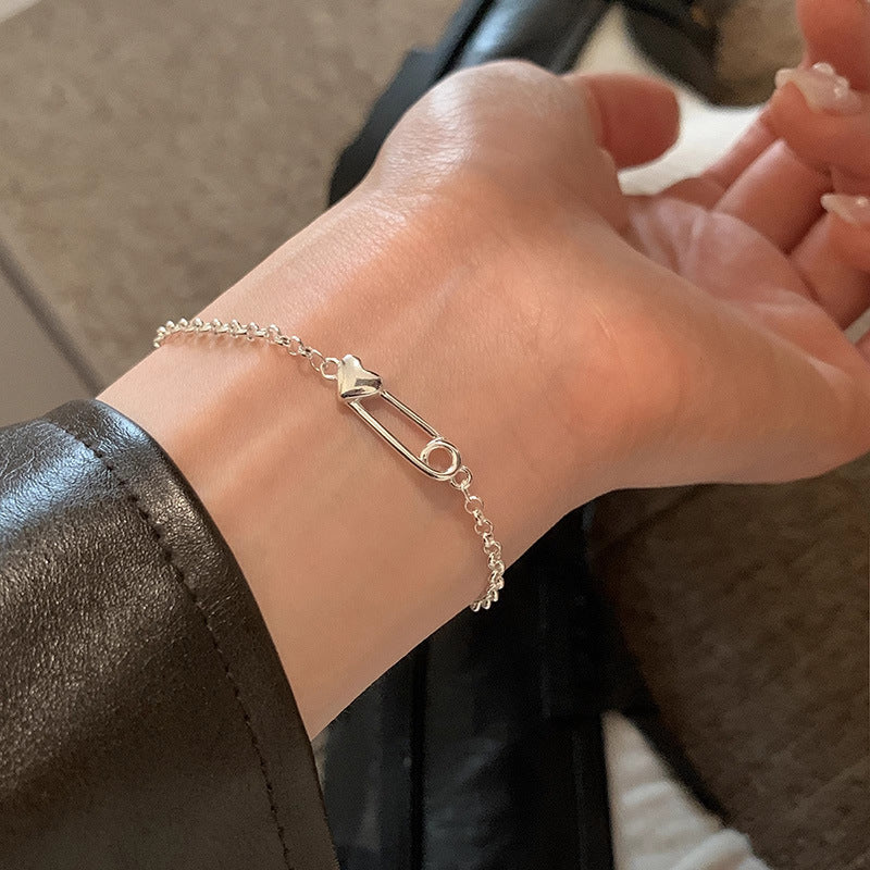 S925スターリングシルバーペーパークリップラブブレスレット