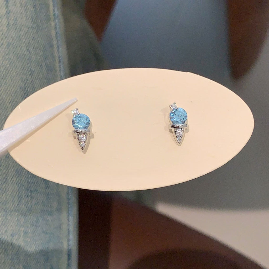 316L titanium steel ice cream zircon earrings plated with gold are not allergic