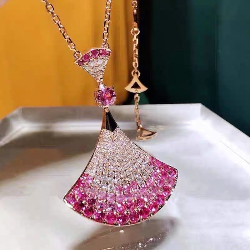 18k gold plated red corundum rose gold skirt bracelet necklace earrings set