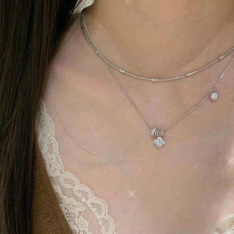 S925 sterling silver pendant flash diamond zircon necklace