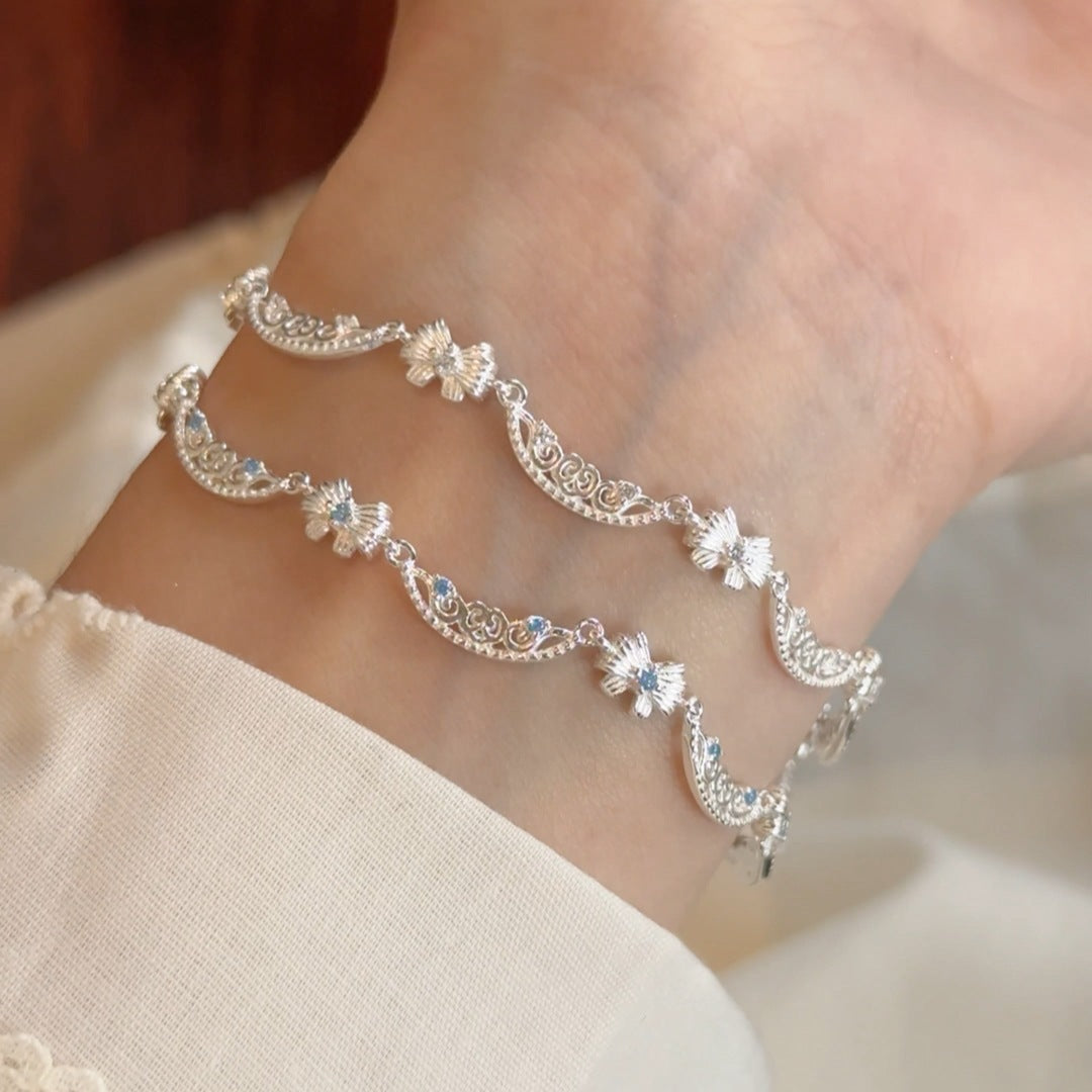 S925スターリングシルバーのリボンブレスレット