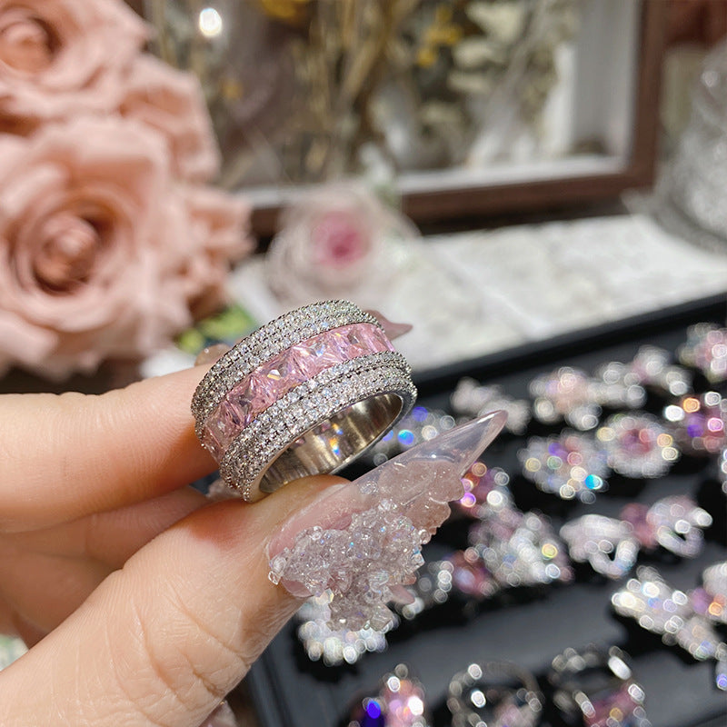 Pink zircon ring plated with 18K gold