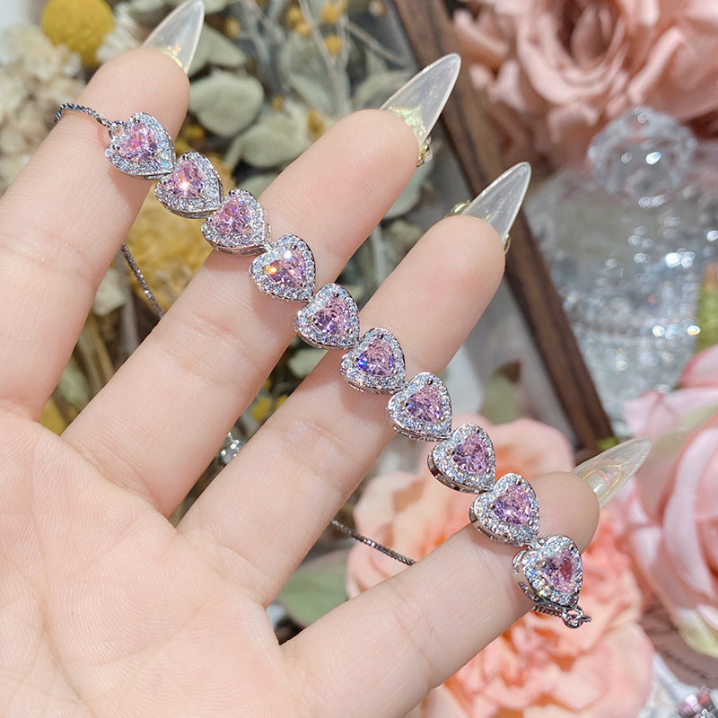 18Kゴールドスーパーフラッシュフルダイヤモンドブレスレットでメッキされたピンクの宝石