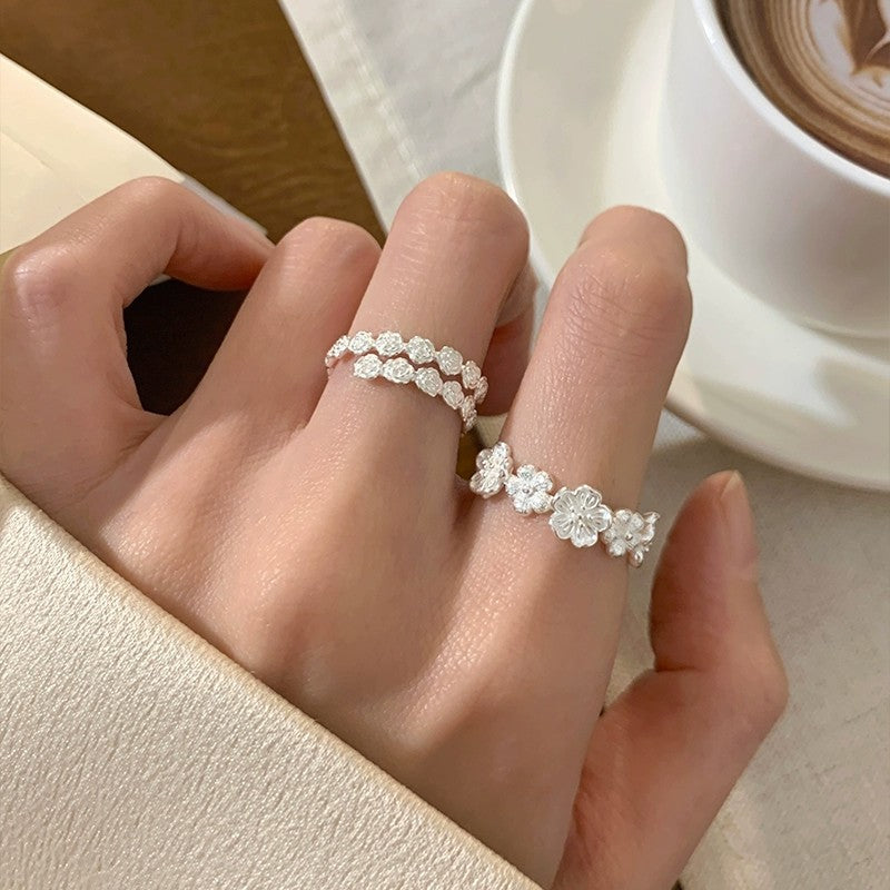 S925スターリングシルバーフラワーリング