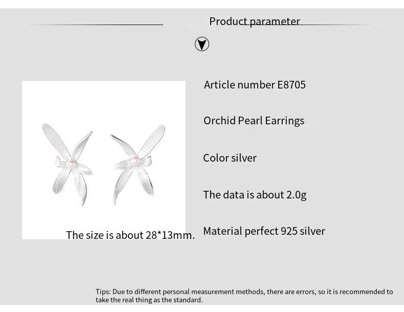 925 Sterling Silver Swarovski Pearl Orchid Necklace Earrings Set