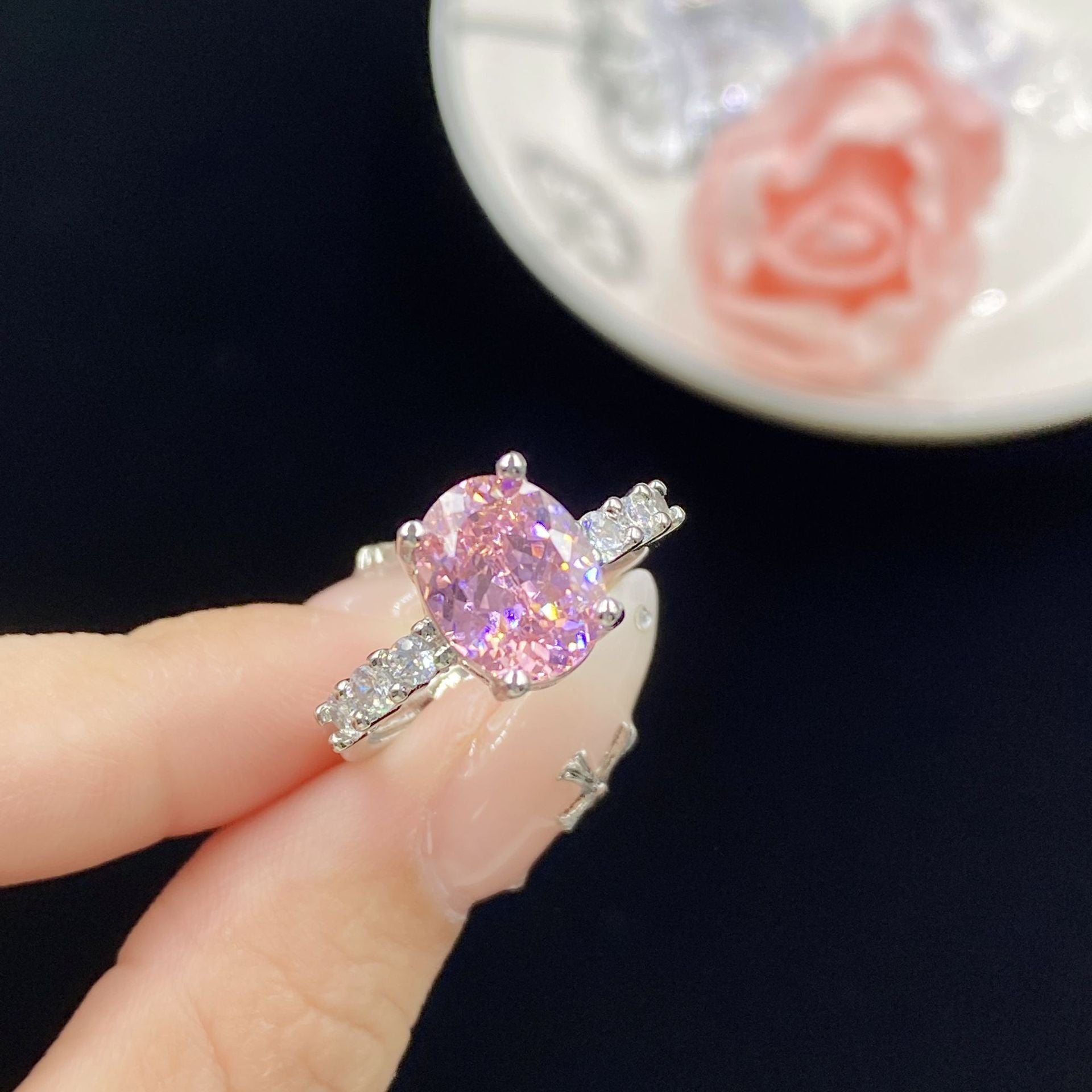 Zircon pigeon eggs split ring