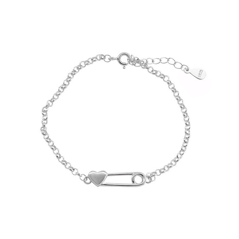 S925スターリングシルバーペーパークリップラブブレスレット