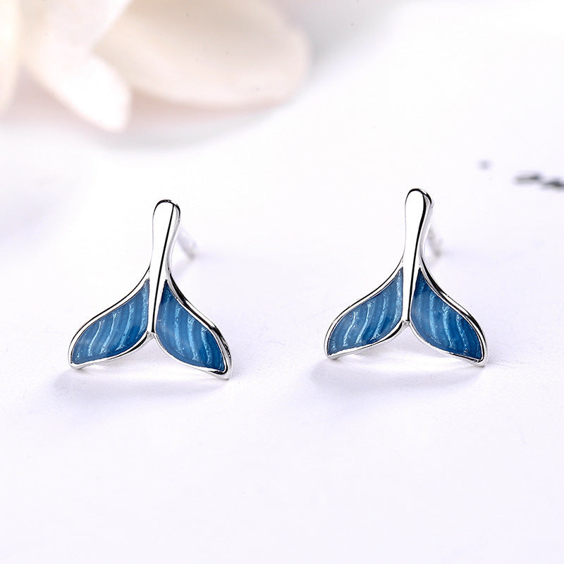 Blue fishtail series necklace ring bracelet earrings set