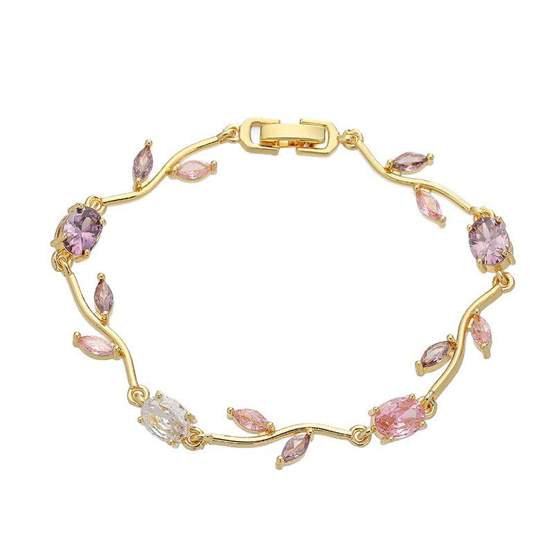 Branches and leaves tourmaline colored gemstones Candy-colored Lily of the Valley bracelet