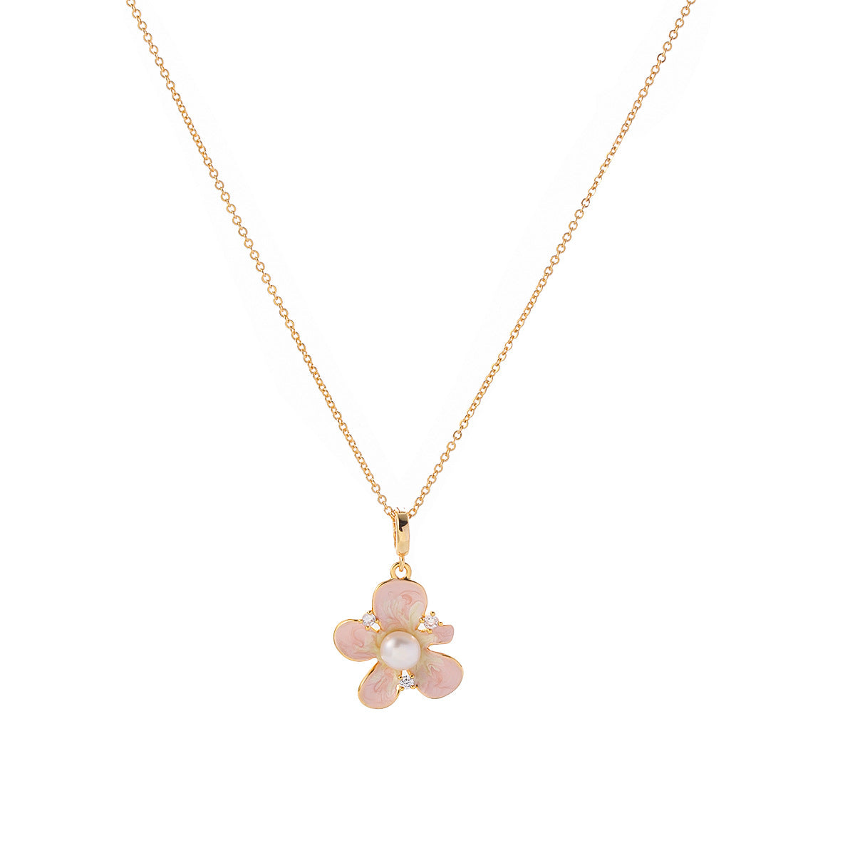 Copper-plated 18k gold oil painting pearl necklace