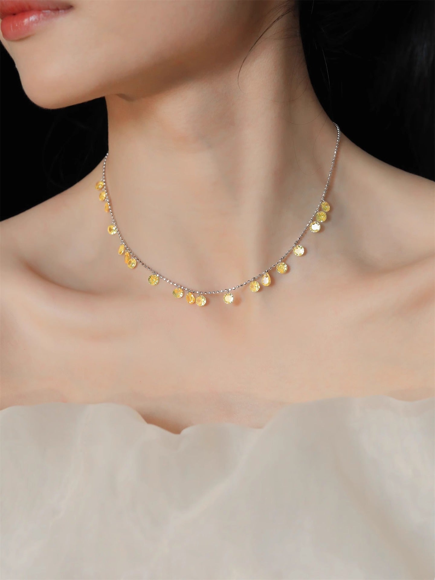 S925スターリングシルバーのカスミソウネックレス