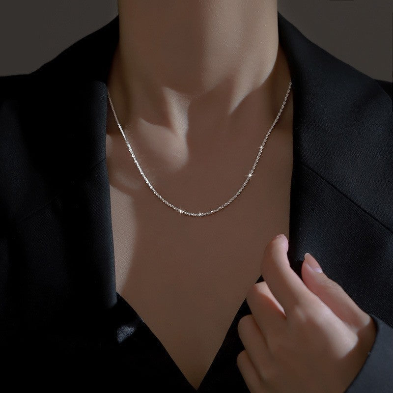 S925スターリングシルバーグリッタームーンOTバックルネックレス