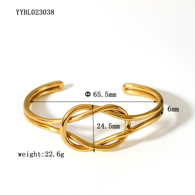 ステンレススチールの結び目ブレスレット、色褪せしない18Kゴールドメッキチタンスチール