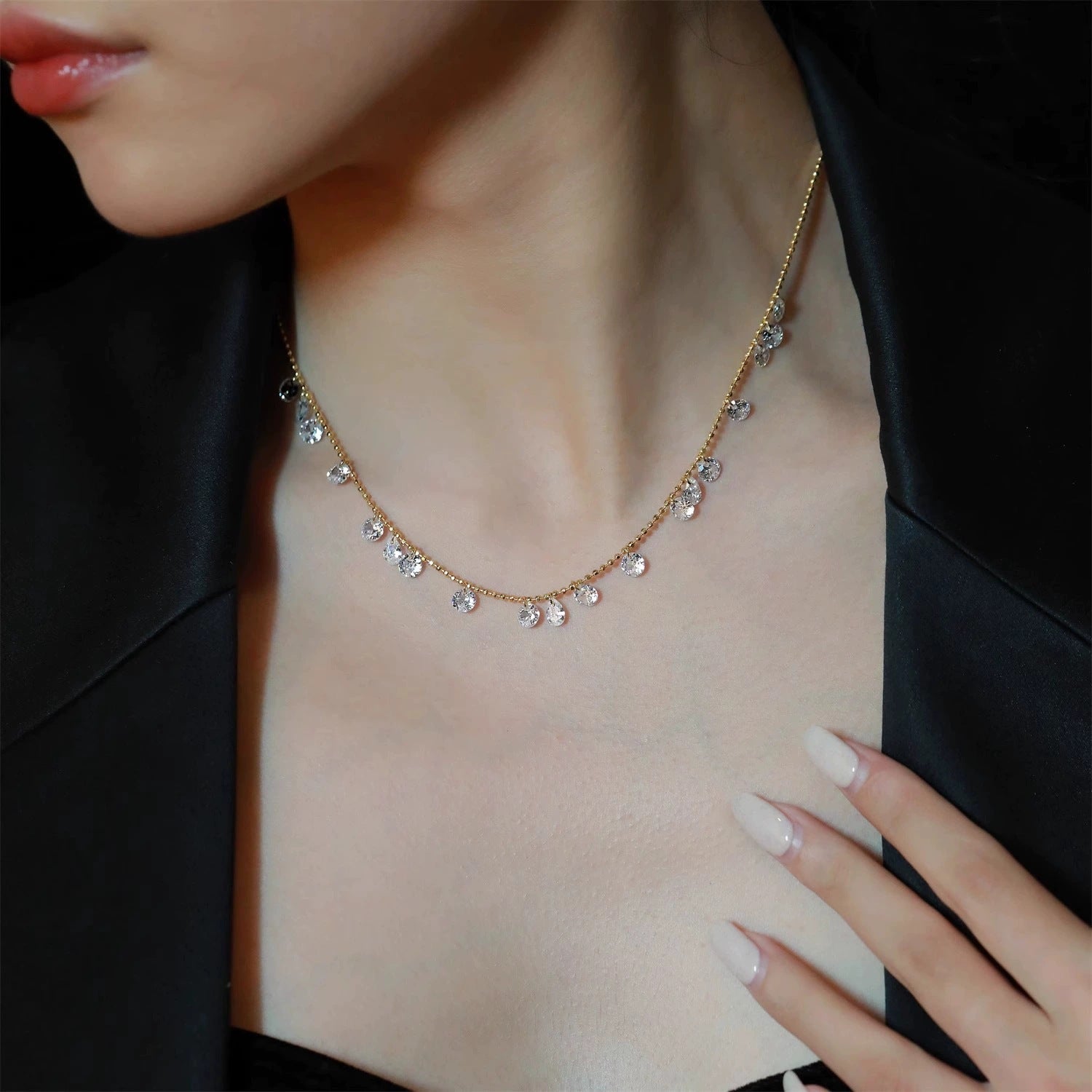 S925スターリングシルバーのカスミソウネックレス