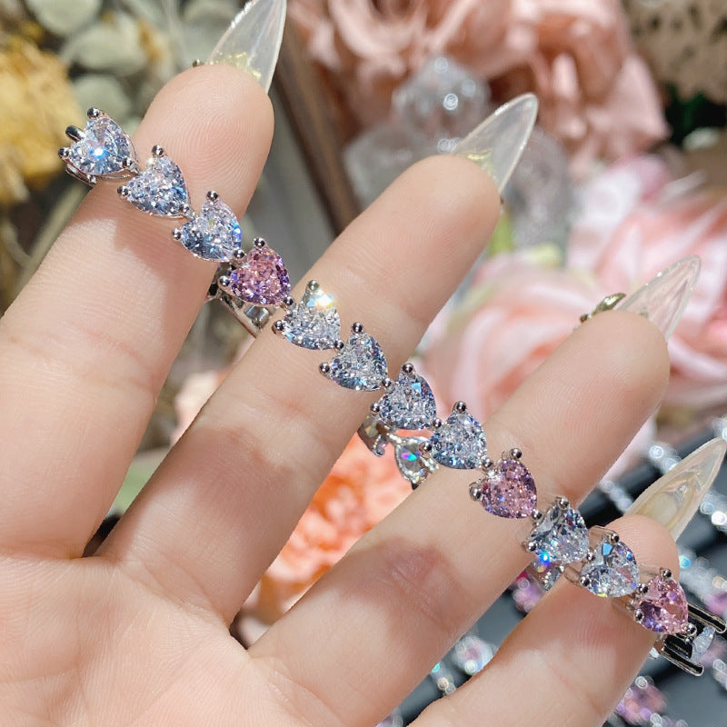 18Kゴールドスーパーフラッシュフルダイヤモンドブレスレットでメッキされたピンクの宝石