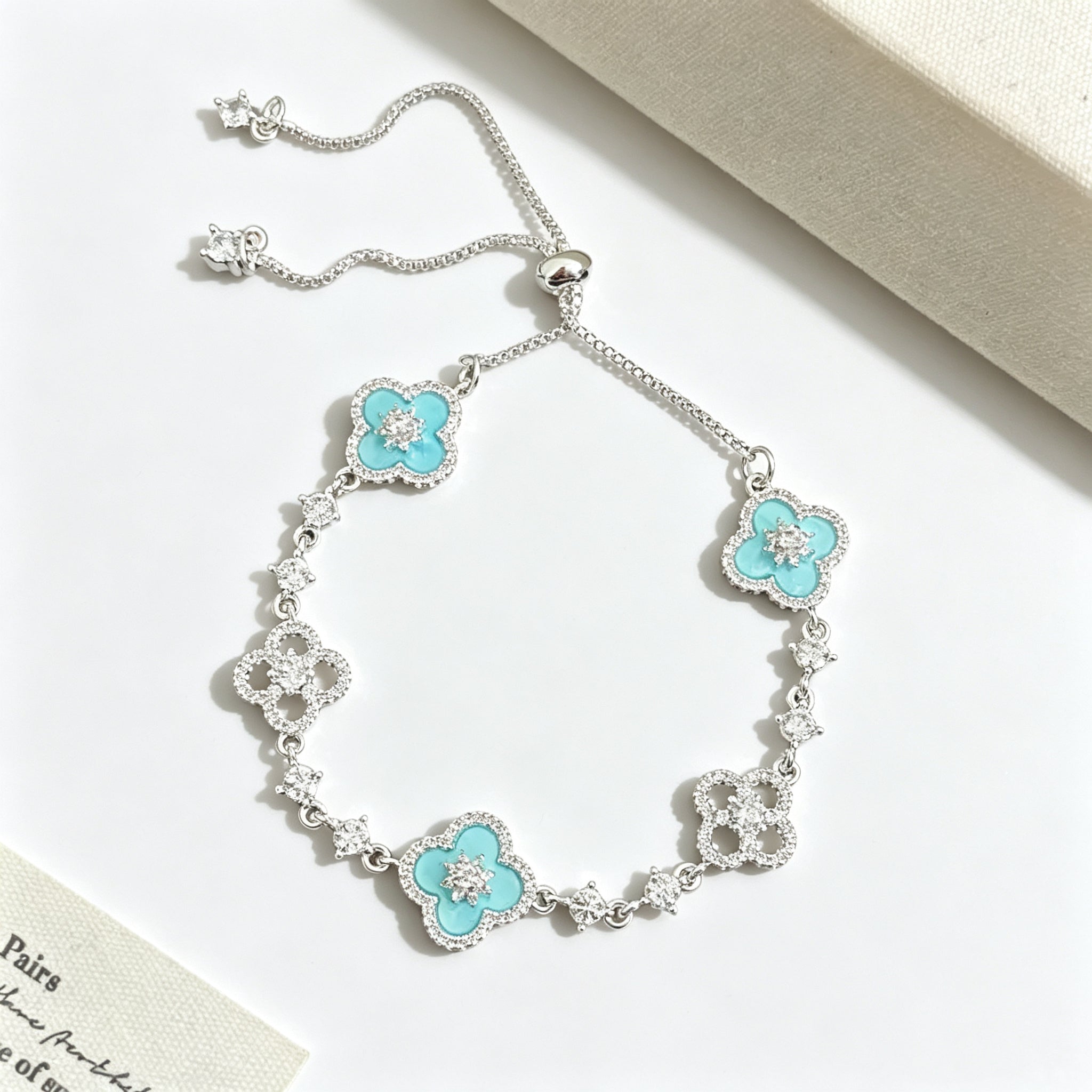 Sky Blue Four-Leaf Clover Jewelry Set
