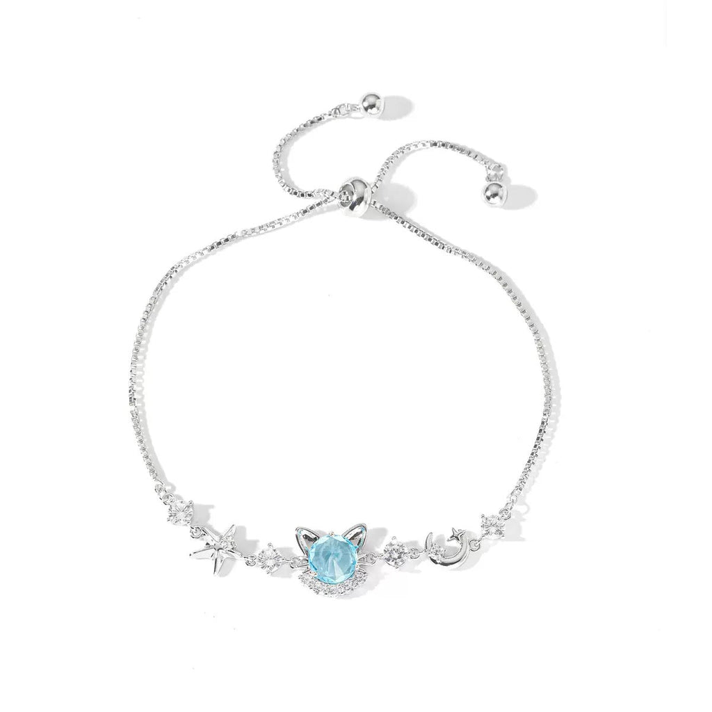 Thick Real Gold Electroplated Luxury Kitten Zircon Pull Slide Bracelet