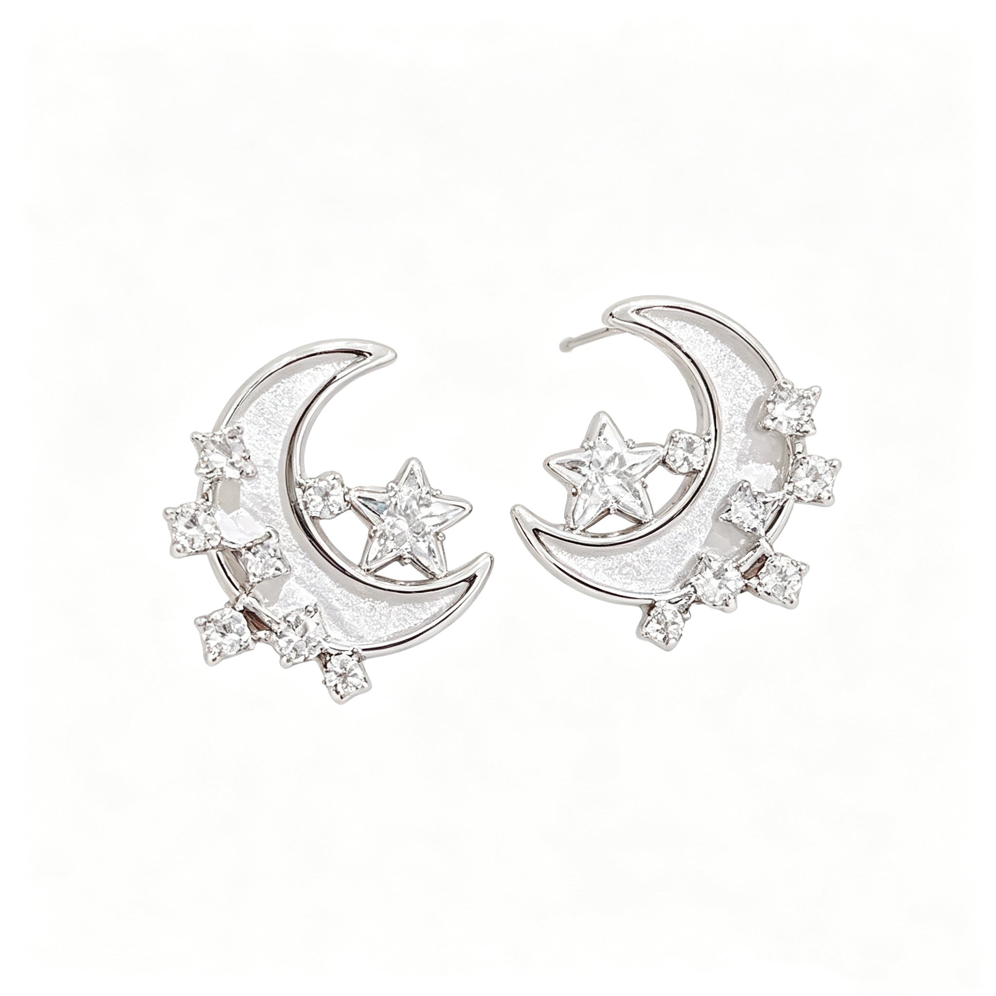 Thick Real Gold‑Plated Silver Pin Moon Shell Earrings