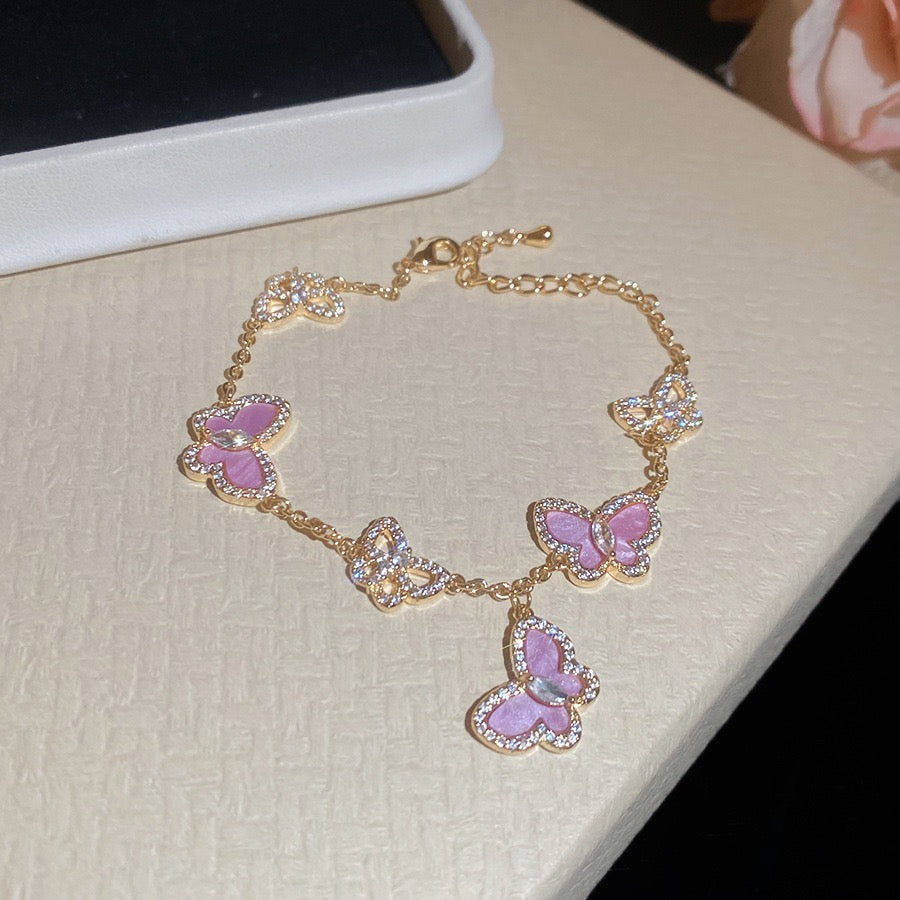 High‑Quality Zircon Inlaid Butterfly Bracelet