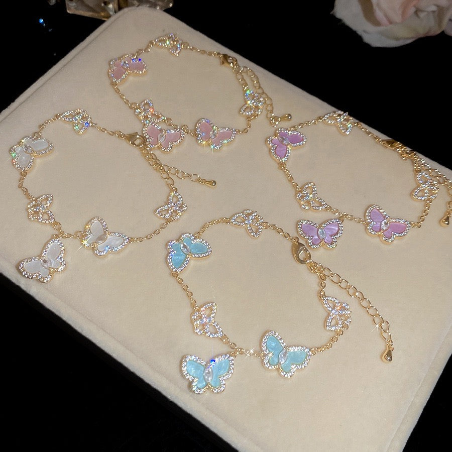High‑Quality Zircon Inlaid Butterfly Bracelet