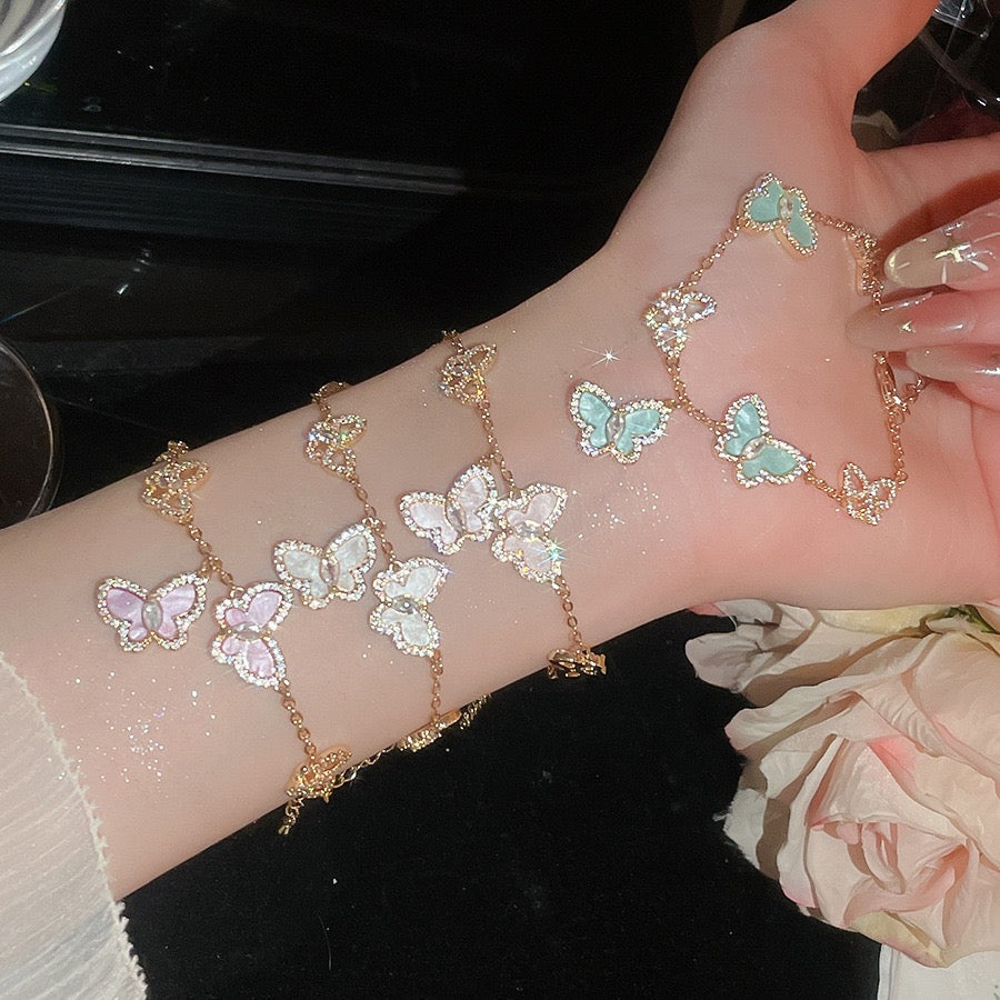 High‑Quality Zircon Inlaid Butterfly Bracelet