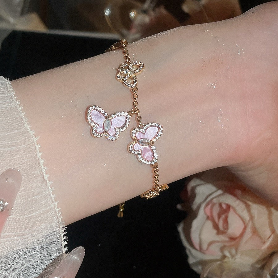 High‑Quality Zircon Inlaid Butterfly Bracelet