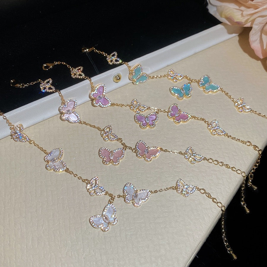 High‑Quality Zircon Inlaid Butterfly Bracelet
