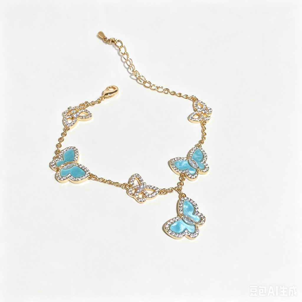 High‑Quality Zircon Inlaid Butterfly Bracelet