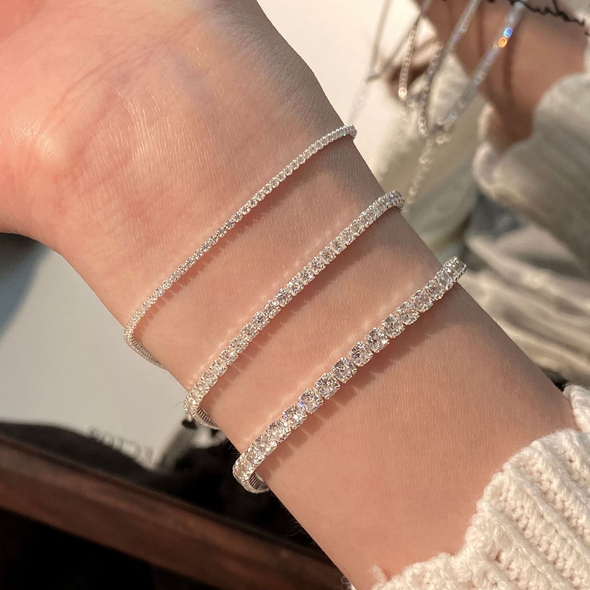 S925スターリングシルバーフルダイヤモンドブレスレット