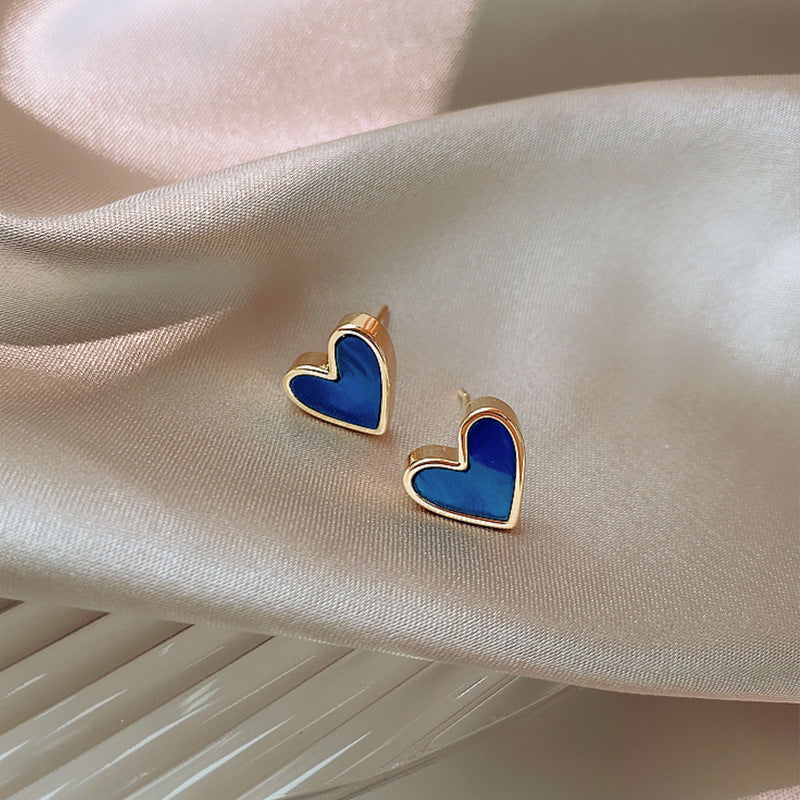 925 silver needle blue love earrings