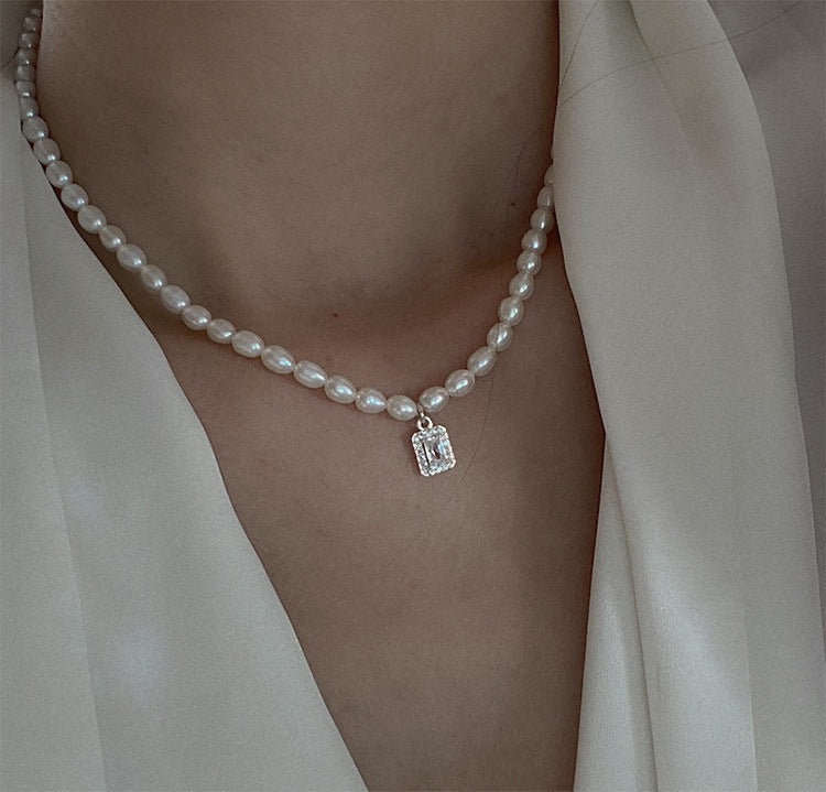 Water Drop Zircon Freshwater Pearl Necklace