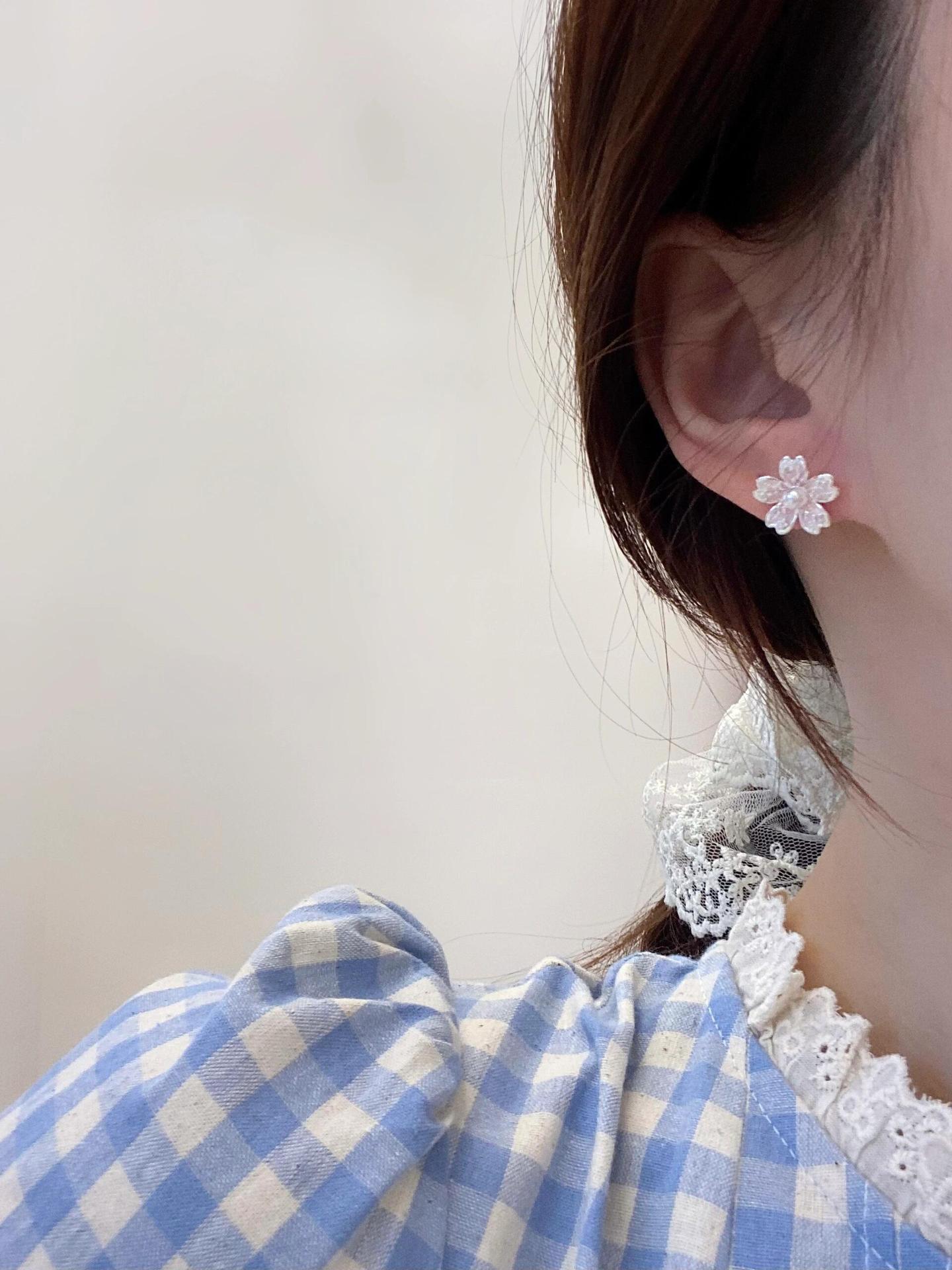 S925スターリングシルバーの桜のイヤリング