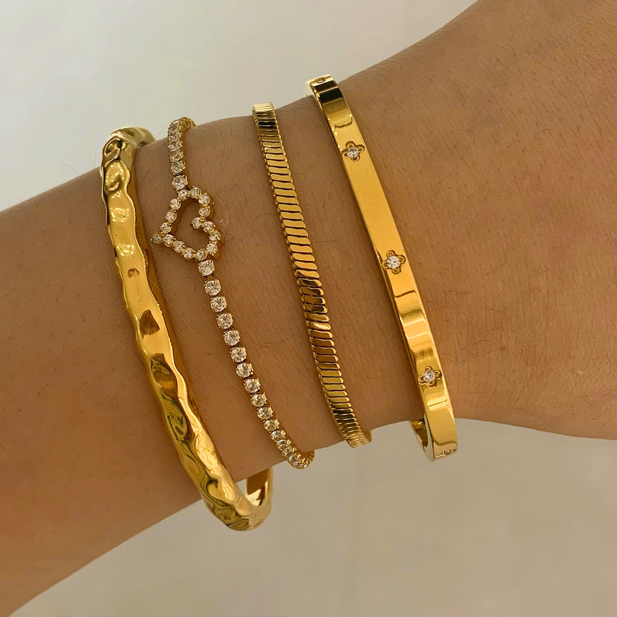 Stackable Irregular Texture Love Bracelet suit