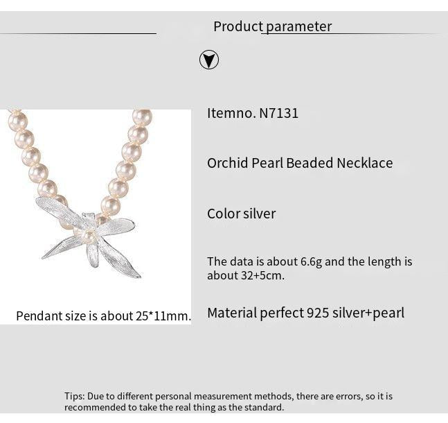 925 Sterling Silver Swarovski Pearl Orchid Necklace Earrings Set