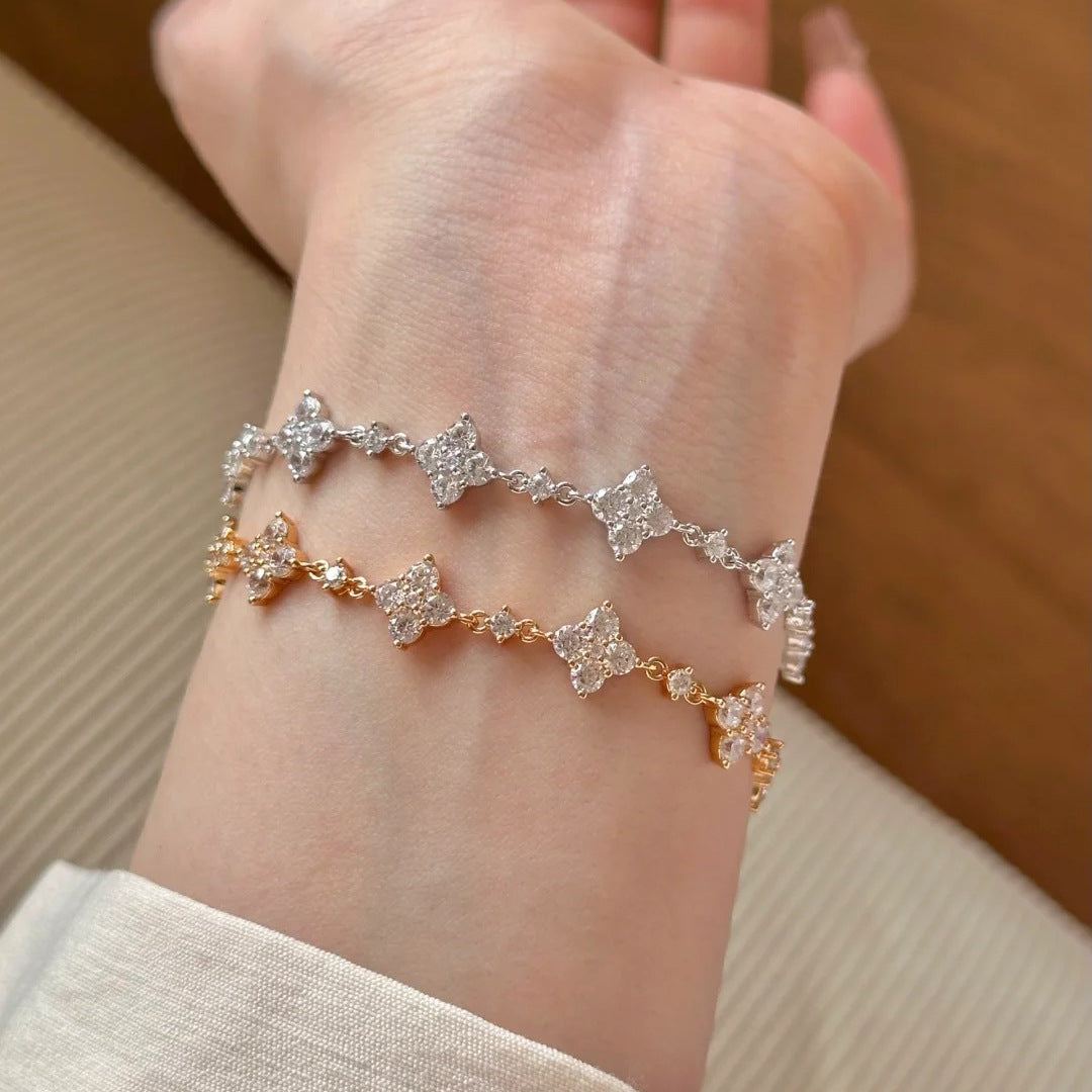 クローバープルハイカーボンダイヤモンドブレスレット